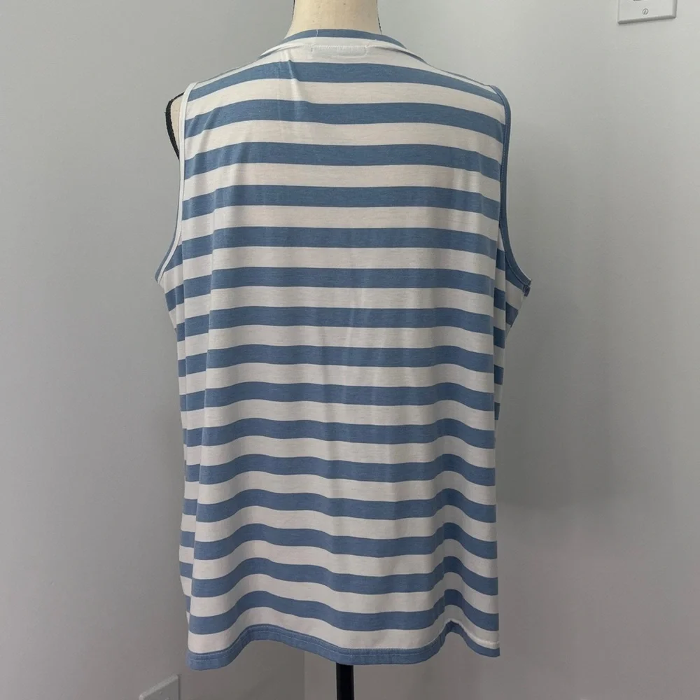 Berryou Blue and White Striped Sleeveless Top.  Sz 2X - Picture 3 of 8